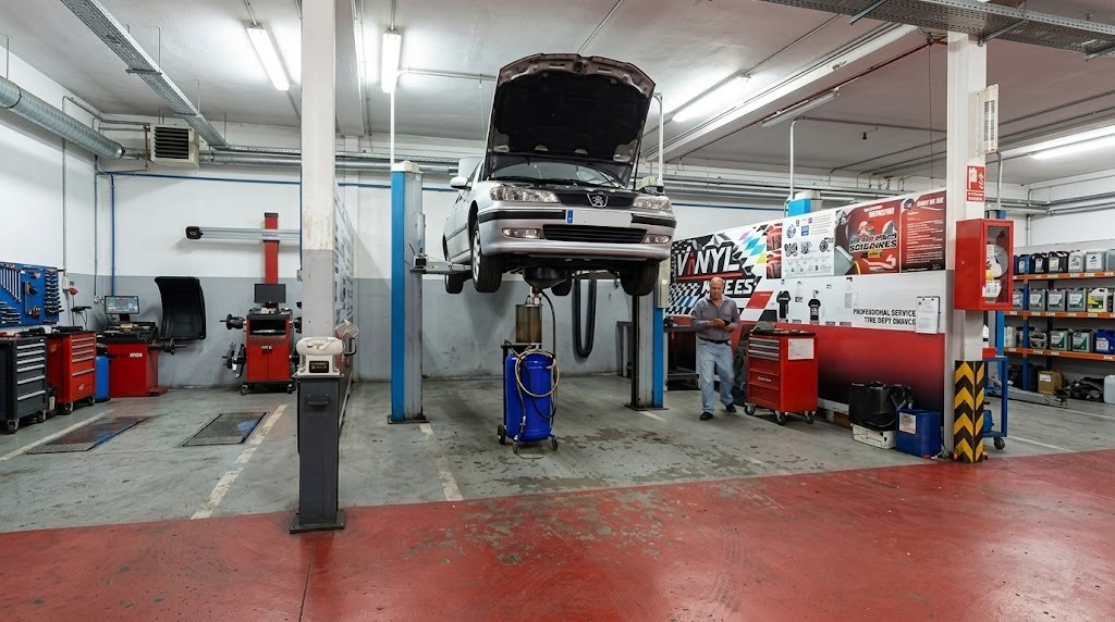 Elevador hidráulico con vehículo